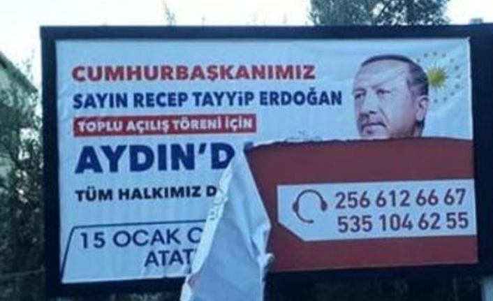 Erdoğan'ın afişlerini yırttığı iddia edilen bir kişi gözaltına alındı