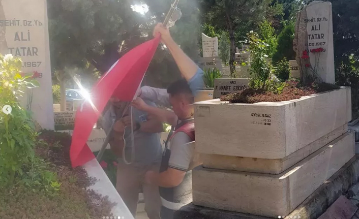 Kumpas şehidi Yarbay Ali Tatar'ın mezarına çirkin saldırı