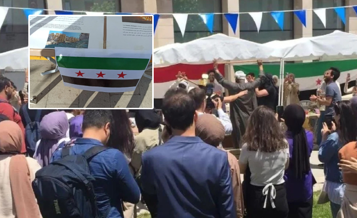Üniversitede Özgür Suriye Ordusu bayraklı stant açıldı