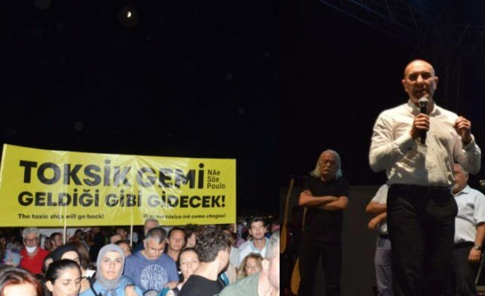 İzmir'de asbestli gemiye karşı dev miting: Geldikleri gibi gidecekler